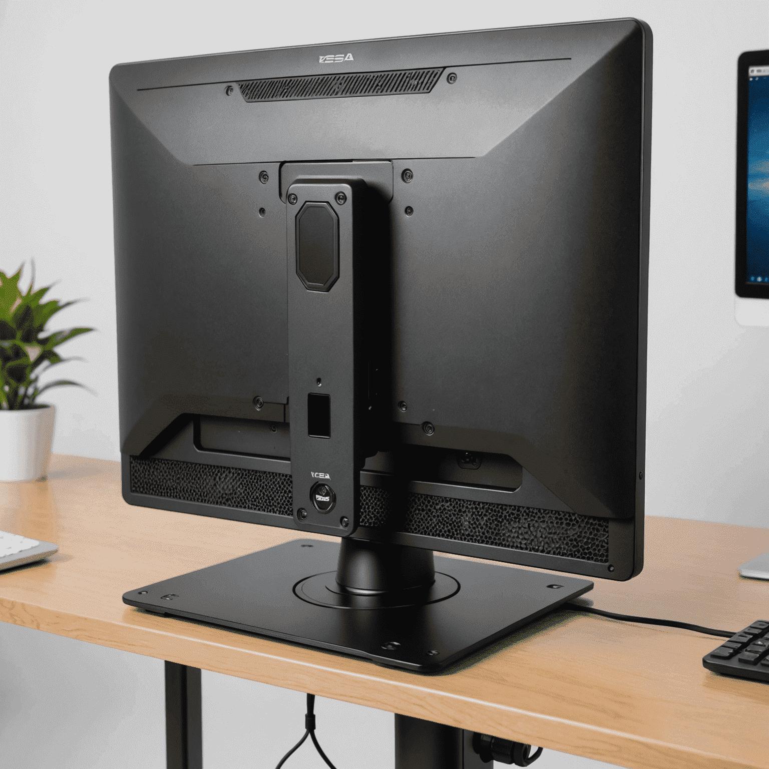 VESA mount compatible with Jupiter X300, showing the mount attached to the back of a monitor with the mini PC securely fastened